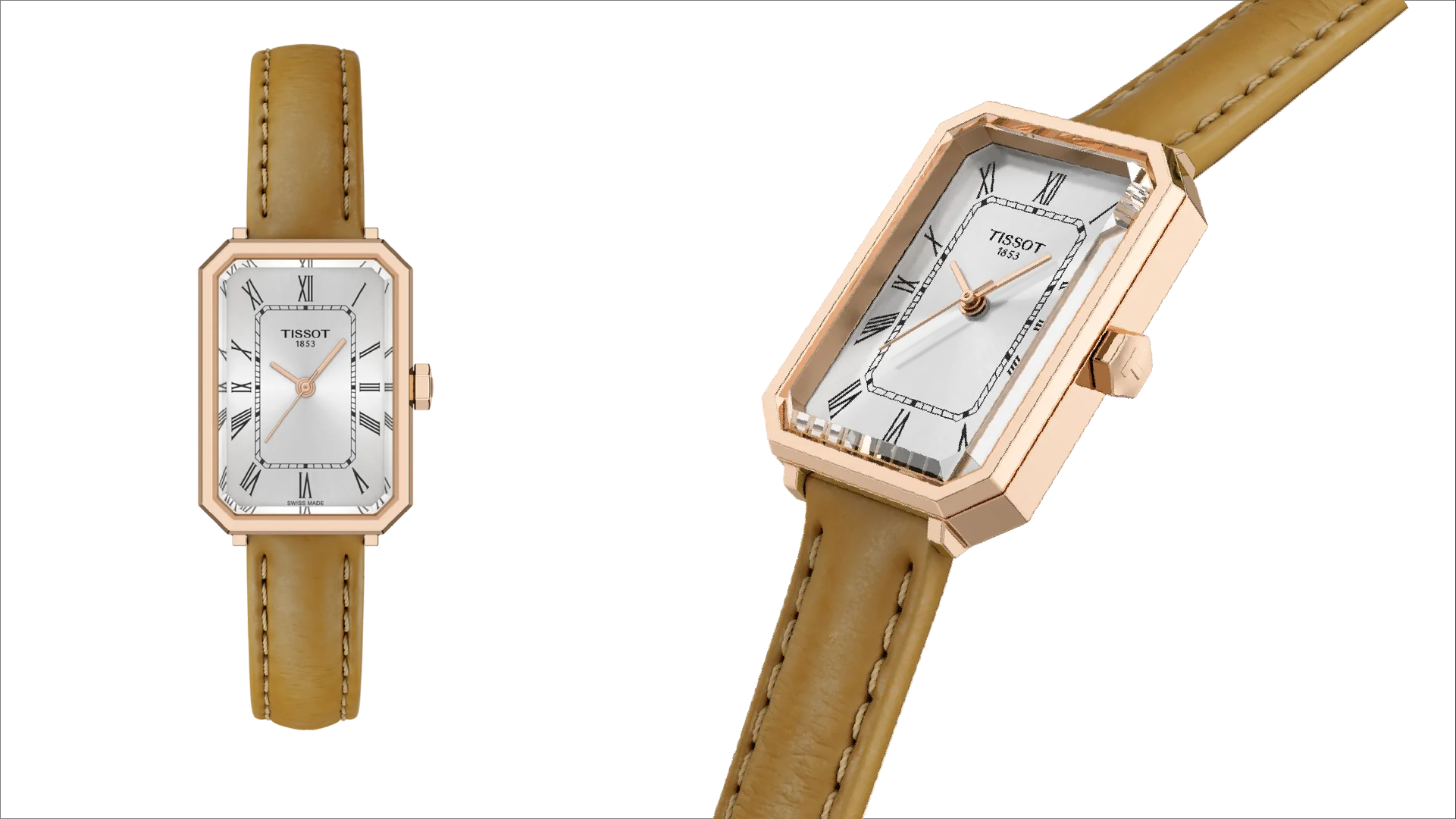 TISSOT 天梭 SRV 系列長方形皮革腕錶