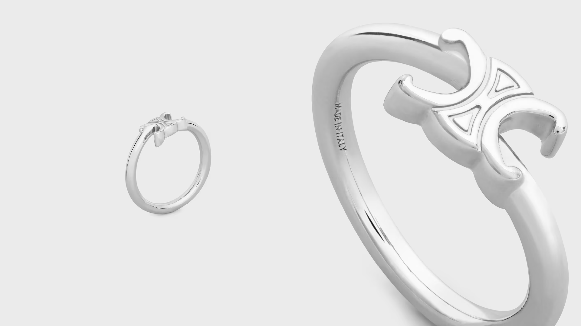 Celine_銠銀色飾面黃銅TRIOMPHE不對稱戒指