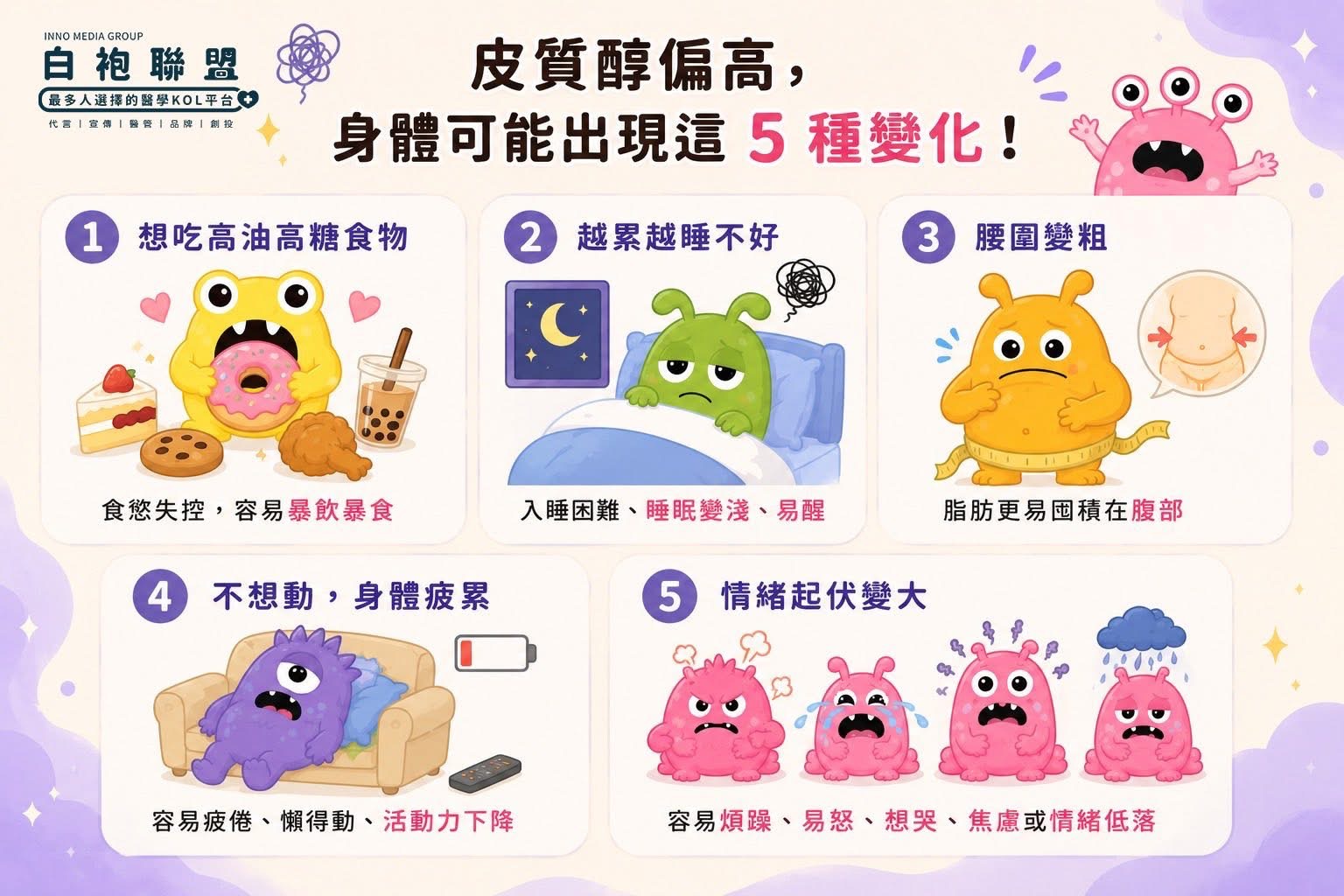 皮質醇偏高，身體可能出現這 5 種變化