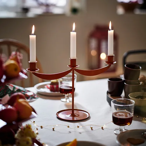 VINTERFINT 三支裝燭台（紅色）｜pic@IKEA